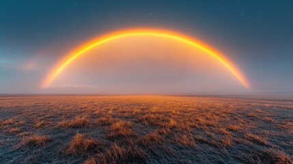 Canvas Print - Rainbow over a grassy field