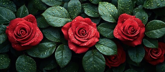 Canvas Print - Red Roses with Dew Drops