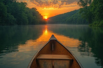 Wall Mural - Canoeing at Sunrise