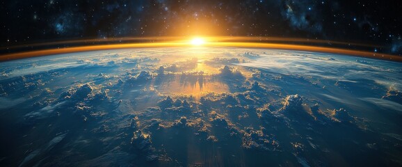 Wall Mural - Sunrise Over Earth from Space