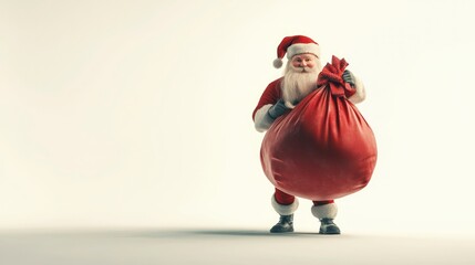 Wall Mural - santa claus with a bag of presents