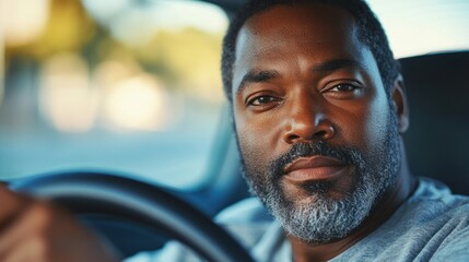 Canvas Print - Portrait of a Man Driving