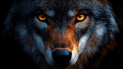 Poster - Wolf Close-up with Intense Eyes