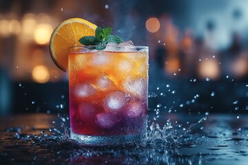 Canvas Print - Refreshing Cocktail with Orange Slice