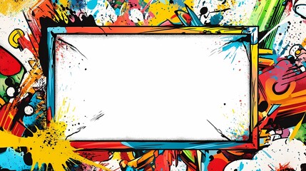 Colorful Abstract Graffiti Art with a White Frame