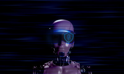 robot face human person people glasses ve virtual reality security cyber computer technology digital artificial intelligence ai data futuristic network innovation information network server biometric 