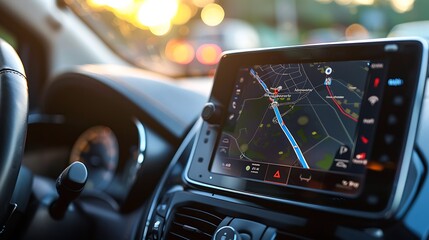 Wall Mural - GPS navigator on a modern car