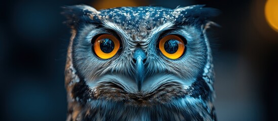 Poster - Close-up of an Owl with Bright Yellow Eyes