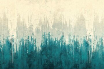 Sticker - Abstract Teal and Beige Painted Wall with Vertical Lines