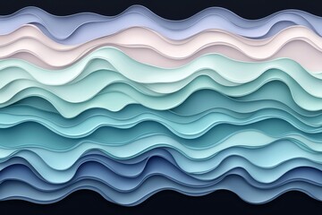 Sticker - Abstract Paper Cut Out Waves in Cool Tones