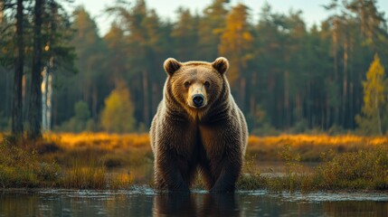 Wall Mural - Majestic Bear in Autumn Forest