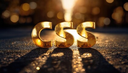 Poster - Golden CSS Letters with Bokeh Background