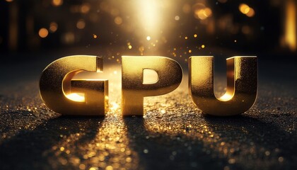 Poster - Golden GPU Letters with Glowing Effect