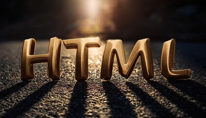 HTML 3D Text on Asphalt Road with Shadows