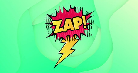 Sticker - Image of zap text over retro vibrant pattern background