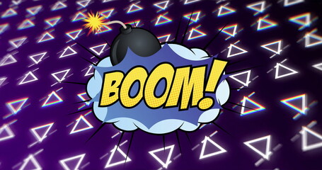 Poster - Image of boom text over retro vibrant pattern background