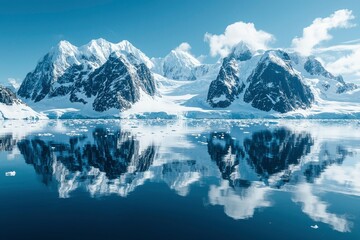 Wall Mural - Snowy Mountain Range Reflected in Still Water