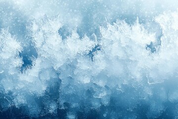 Frozen Windowpane with Blurred Snowflakes