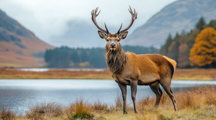 Wall Mural - Majestic Red Deer Stag in the Scottish Highlands