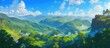 © VRVisionary - Summer panoramic painting of forested mountains in 360 HDRi