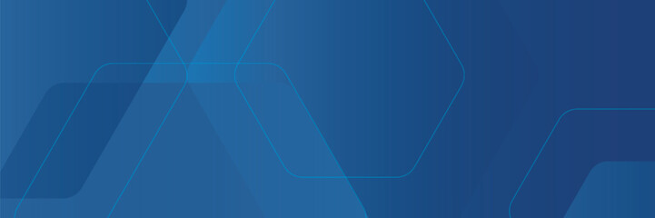 Poster - modern abstract blue background with glowing geometric lines. blue gradient hexagon shape design. ve