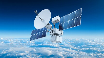 Close-up of Cutting-Edge Satellite Communication Equipment with Copy Space for Text