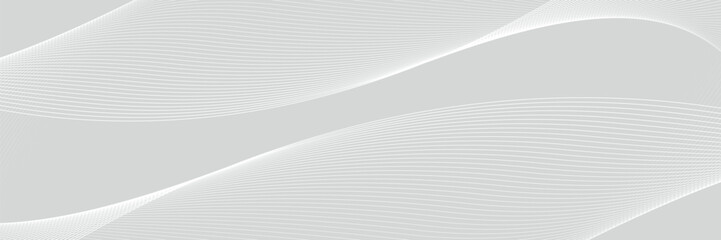 Poster - Grey white light wave technology texture background dots. Abstract big data digital concept. Vector illustration.