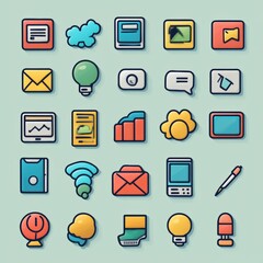 Colorful App Icon Set  Flat Design  Mobile UI  Web Development  User Interface