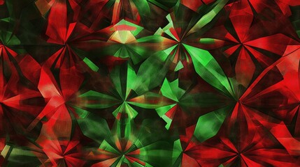 Poster - Futuristic kaleidoscope patterns featuring vibrant red and green colors