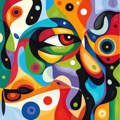 Abstract Colorful Eye Art with Geometric Shapes