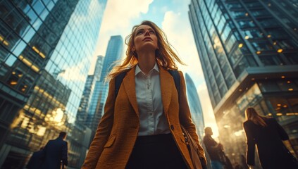 Canvas Print - Woman Walking in City