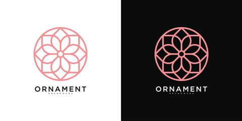 Floral ornament logo design, Abstrack beauty flower. Premium Vector