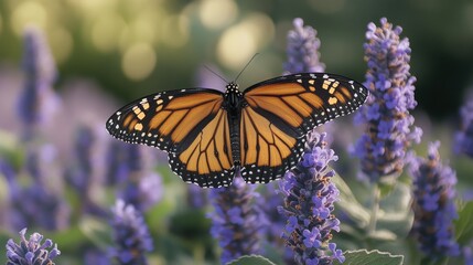 Wall Mural - Monarch Butterfly on Lavender