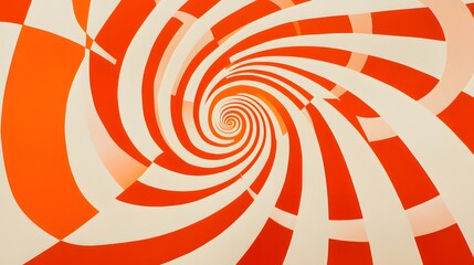 Abstract spiral pattern in orange and white.