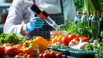 Wall Mural - Bioengineering: The use of biological methods to modify food ingredients, enhance crop yields, and improve the overall quality and safety of food products.
