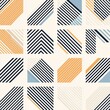 © Sumet - A vibrant geometric pattern featuring various shapes and linear designs in contrasting colors, perfect for modern decor.