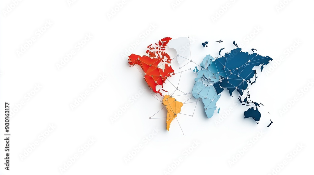 Colorful world map illustration showcasing continents in vibrant hues ...