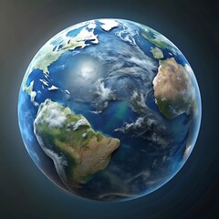 Earth Globe with Clouds and Landmasses.