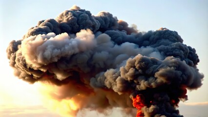 Canvas Print - A Large Plume of Black and White Smoke Rising from a Fire