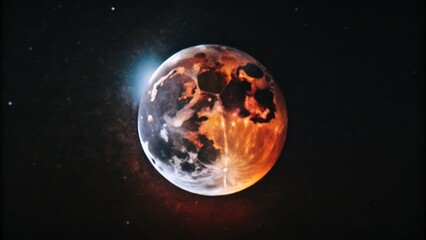 Wall Mural - A Full Moon with a Glow and a Swirl of Colors in the Dark Night Sky