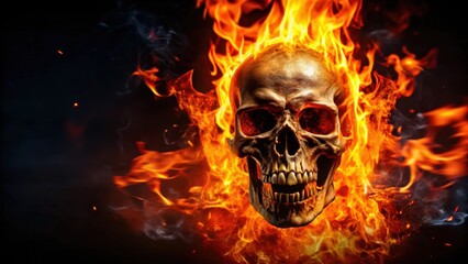 Wall Mural - A Human Skull Engulfed in Flames