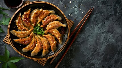 Gyoza on bowl