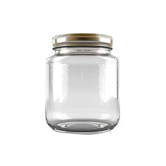 empty glass jar isolated  on transparent background, clipping path, png,