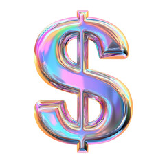 Colorful holographic dollar sign symbolizing modern finance and digital economy concepts