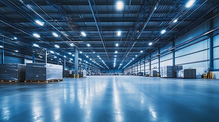 Energy-efficient lighting system installed in a modern warehouse, creating a clear and safe working environment.