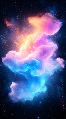 Wall Mural - a colorful cloud of gas and dust in space. the colors are blue, pink, and yellow