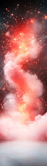 Wall Mural - a red and white image of a cloud of smoke with a red spiral. the image has a dreamy, ethereal qualit