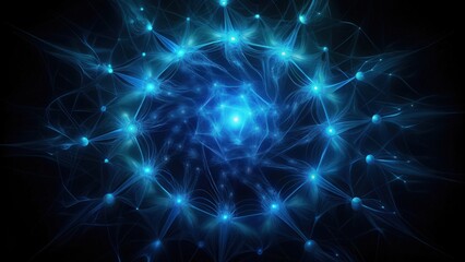 Wall Mural - Abstract Blue Network with Glowing Nodes and Lines