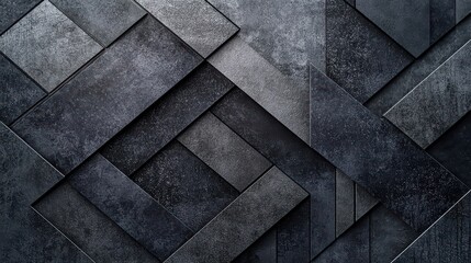 Wall Mural - Dark Geometric Patterns. A modern and sharp geometric pattern in various shades of black and dark gray.