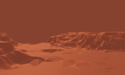 Canvas Print - Low poly desert rock. Desert mountain